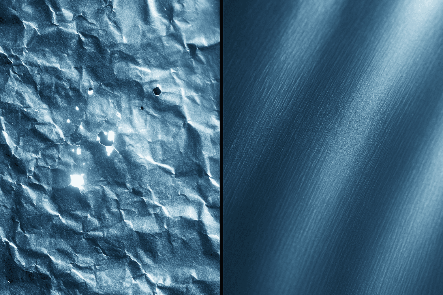 Side by side comparison of aluminum foil and metallized plastic film Comparison of foil vs metallized film