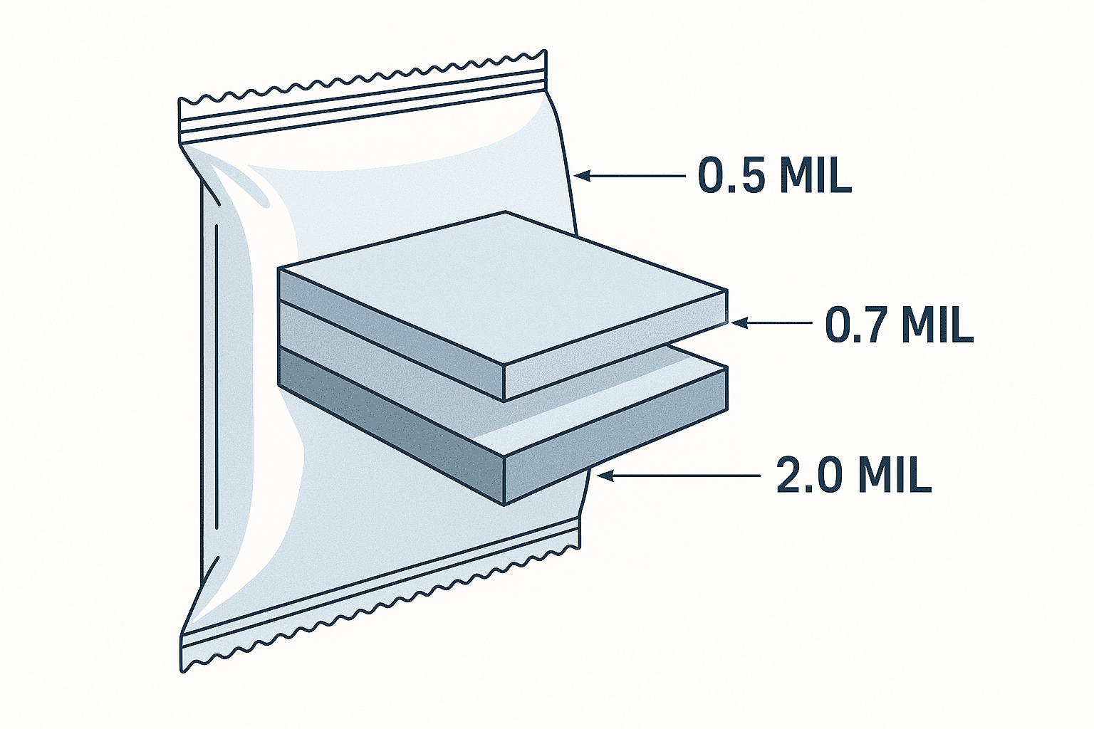 Technical drawing of recommended chip bag structure Standard chip bag specification diagram