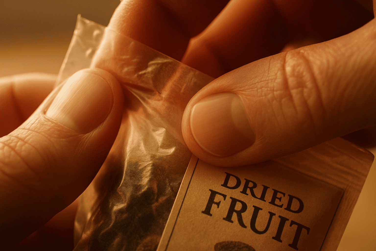 Packaging acoustic signature and content Acoustic properties of dried fruit packaging