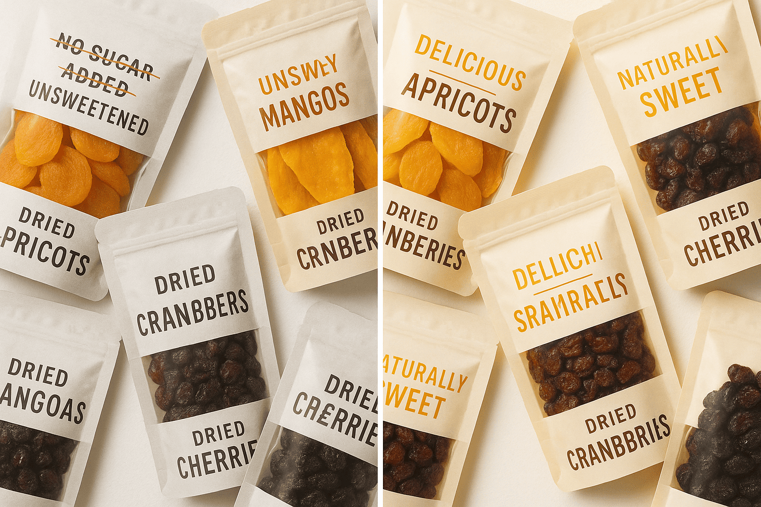 Effective word choices for dried fruit packaging Word choice impact on dried fruit packaging