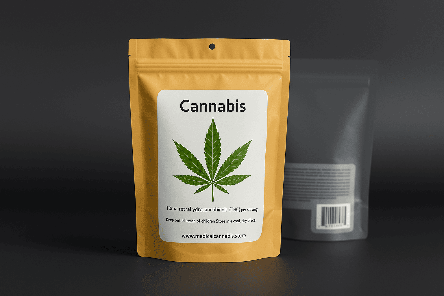 Cannabis Bag Design resealable cannabis pouch with hemp leaf design